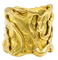 Jean Mahie 22 Karat Sculptural Free-Form Wide Ring