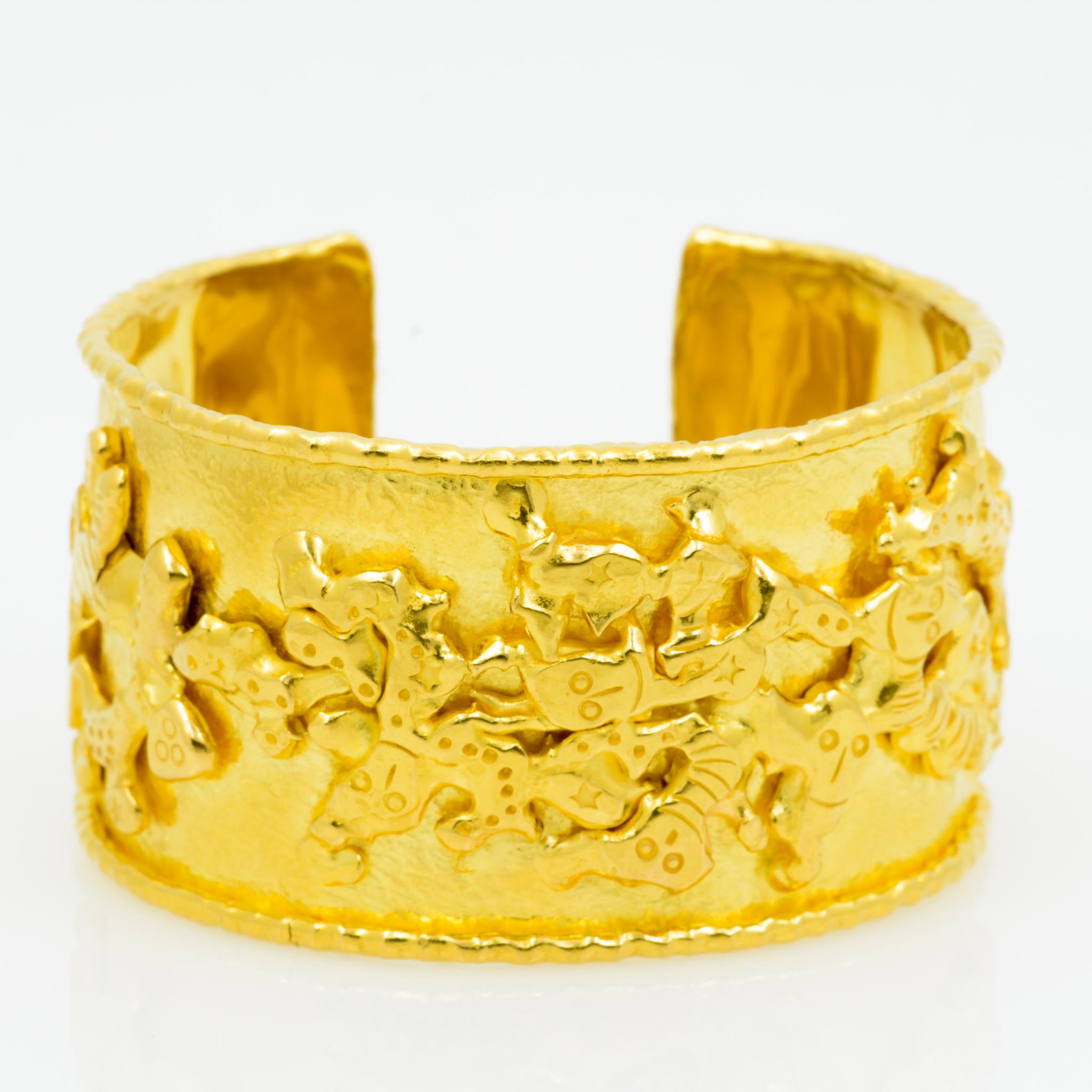 Women's or Men's Jean Mahie 22 Karat Yellow Gold Charming Monsters Cuff