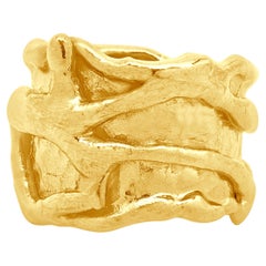 Anello a forma libera in oro giallo 22 carati Jean Mahie