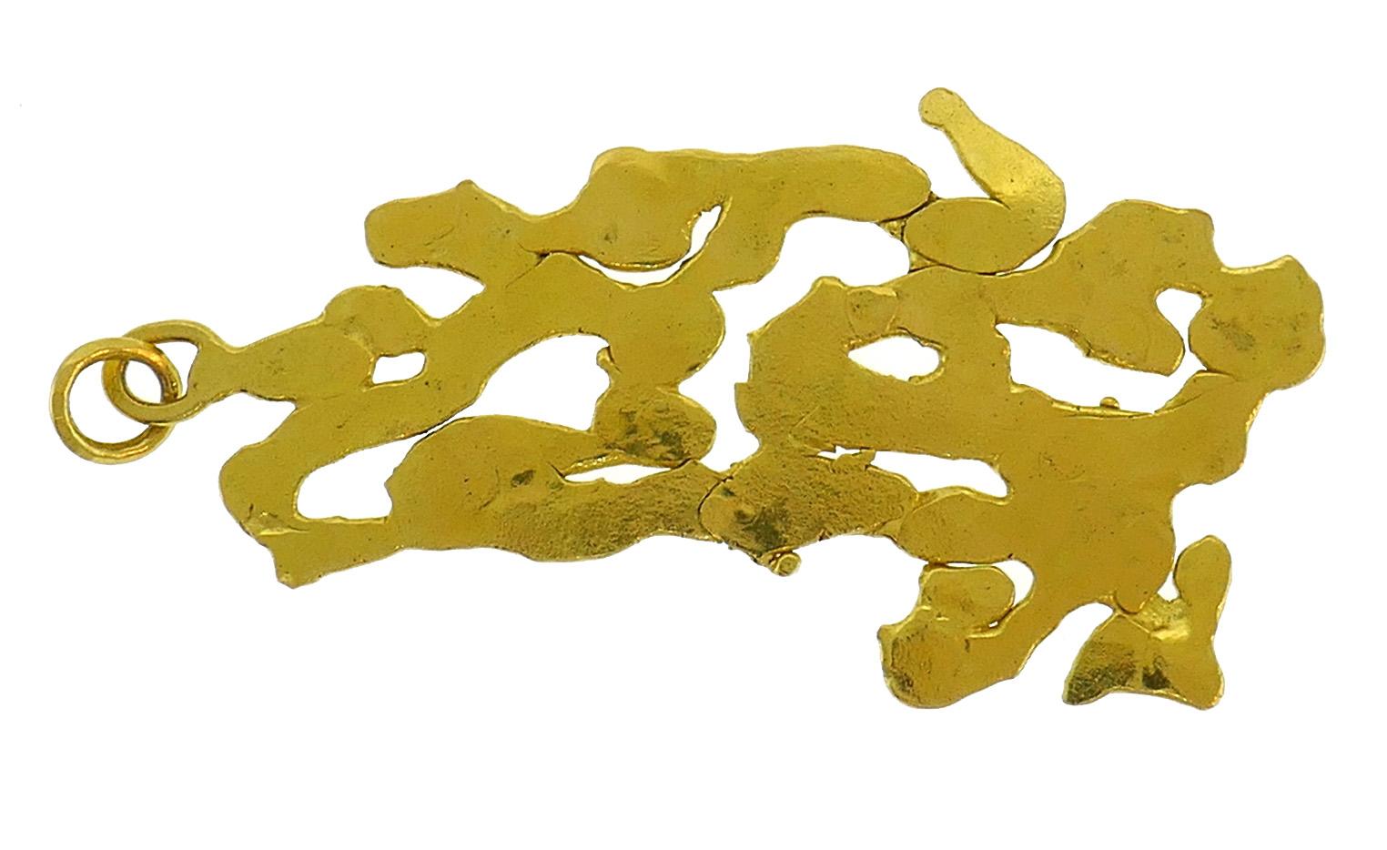 Women's or Men's Jean Mahie 22 Karat Yellow Gold Pendant For Sale