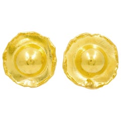 Jean Mahie 22 Karat Yellow Gold Round Clip Earrings