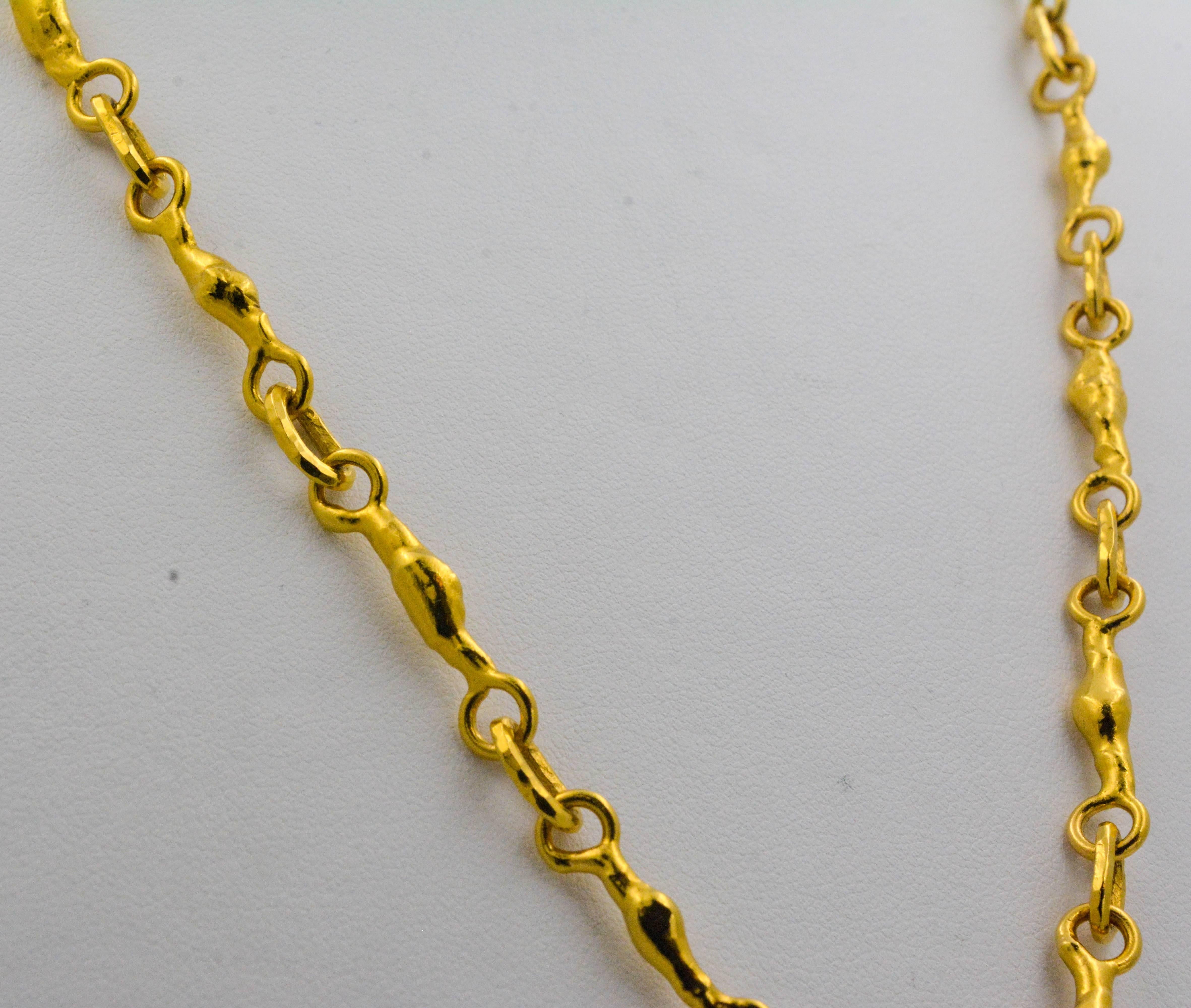 Jean Mahie 22 Karat Yellow Gold Solid Cross, Free-Form Link Chain 1