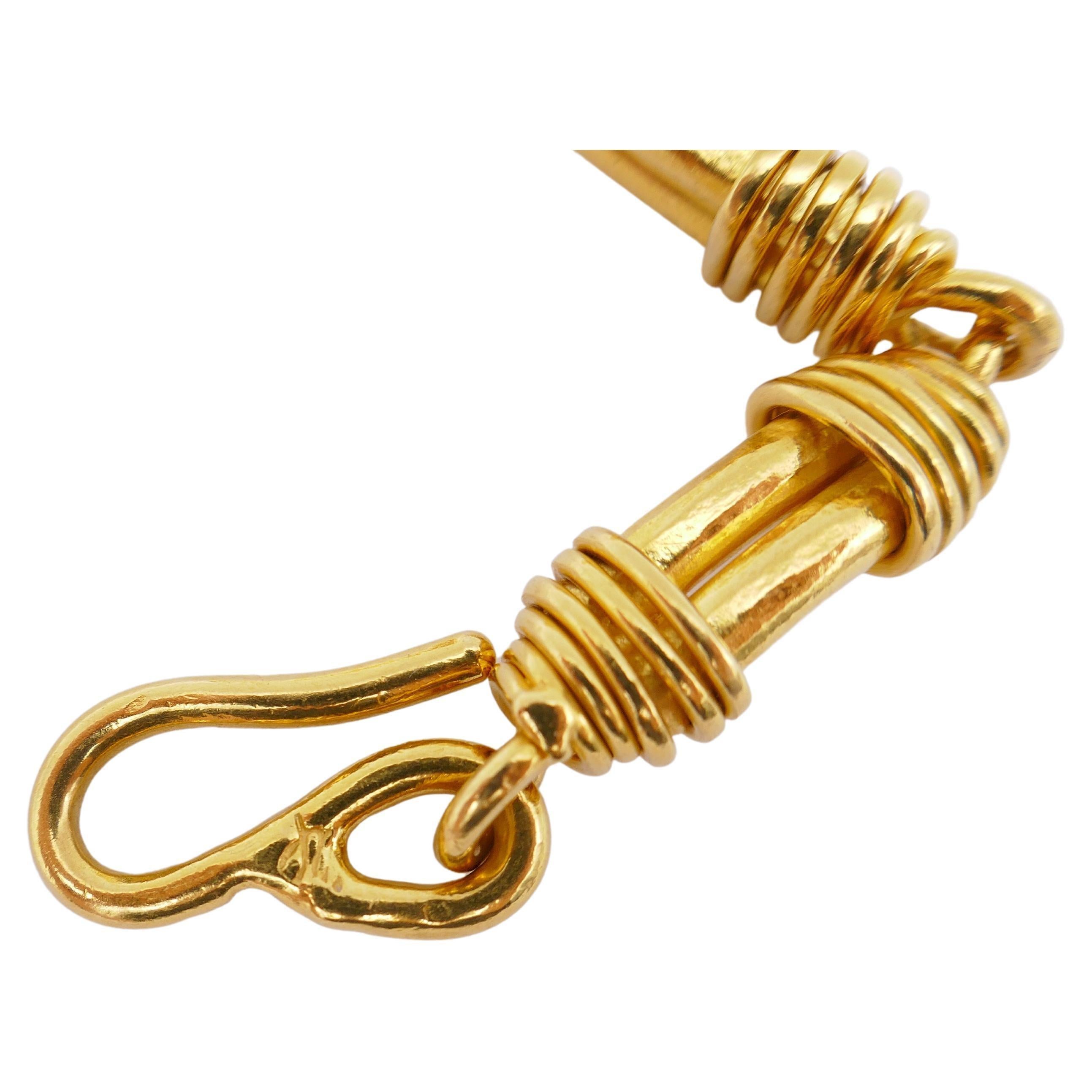 Women's or Men's Jean Mahie 22k Gold Bar Link Bracelet For Sale