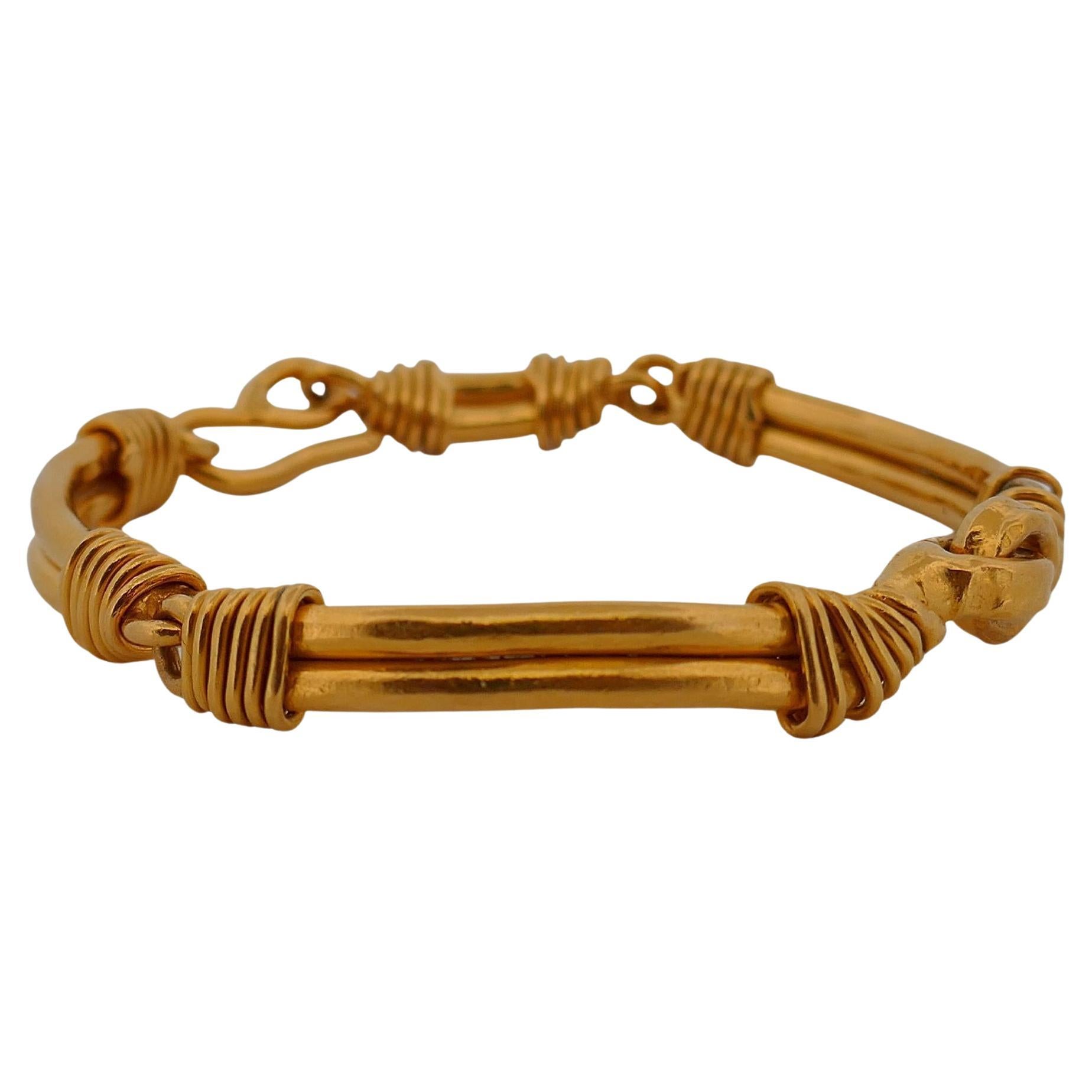 Jean Mahie 22k Gold Bar Link Bracelet For Sale