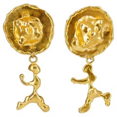 Retro Jean Mahie 22k Gold Convertible Earrings