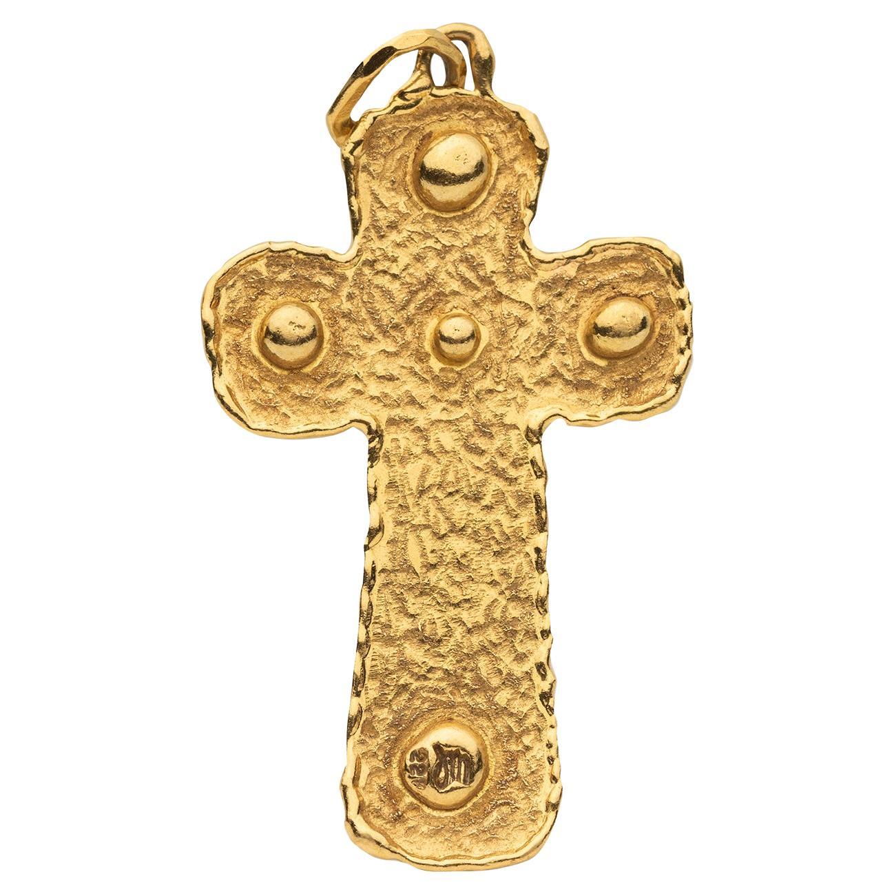Jean Mahie 22k Gold Cross Pendant
