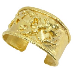 Retro Jean Mahie 22k Gold Cuff Bracelet