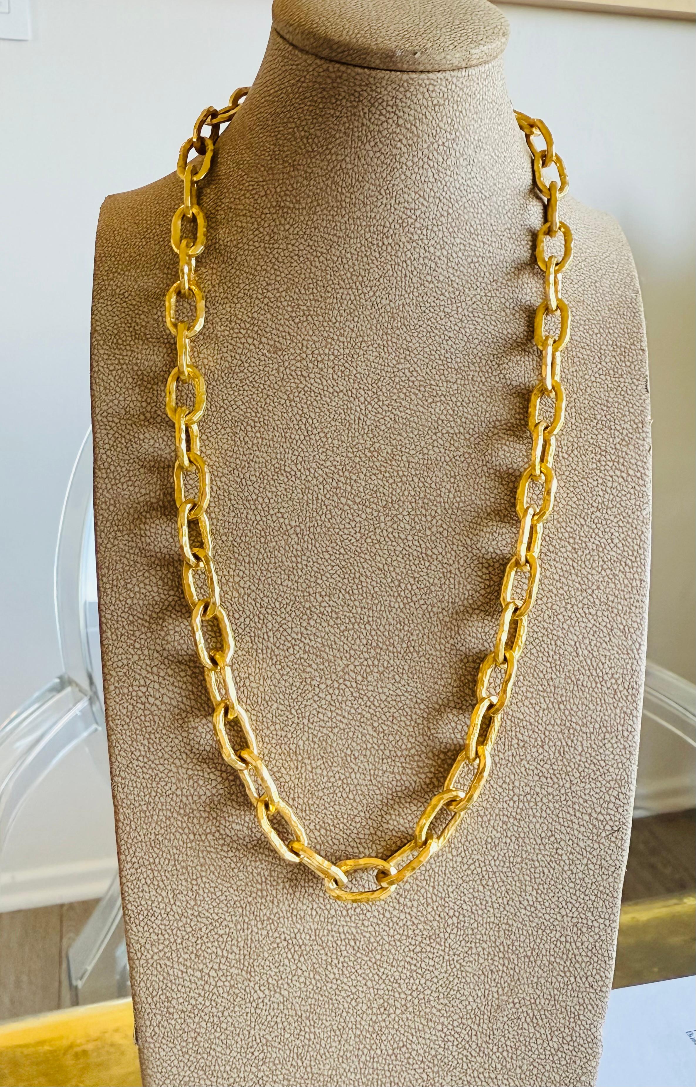 Jean Mahie Necklace.
18 inch Length 
70 g Gold 
22k Yellow Gold
Vintage Mahie Rondo Link Necklace.
Clasp signed JM and 22k

Jean Mahie is a distinguished French jewelry house founded in 1969 through the collaboration of artist Jacline Nataf Mazard