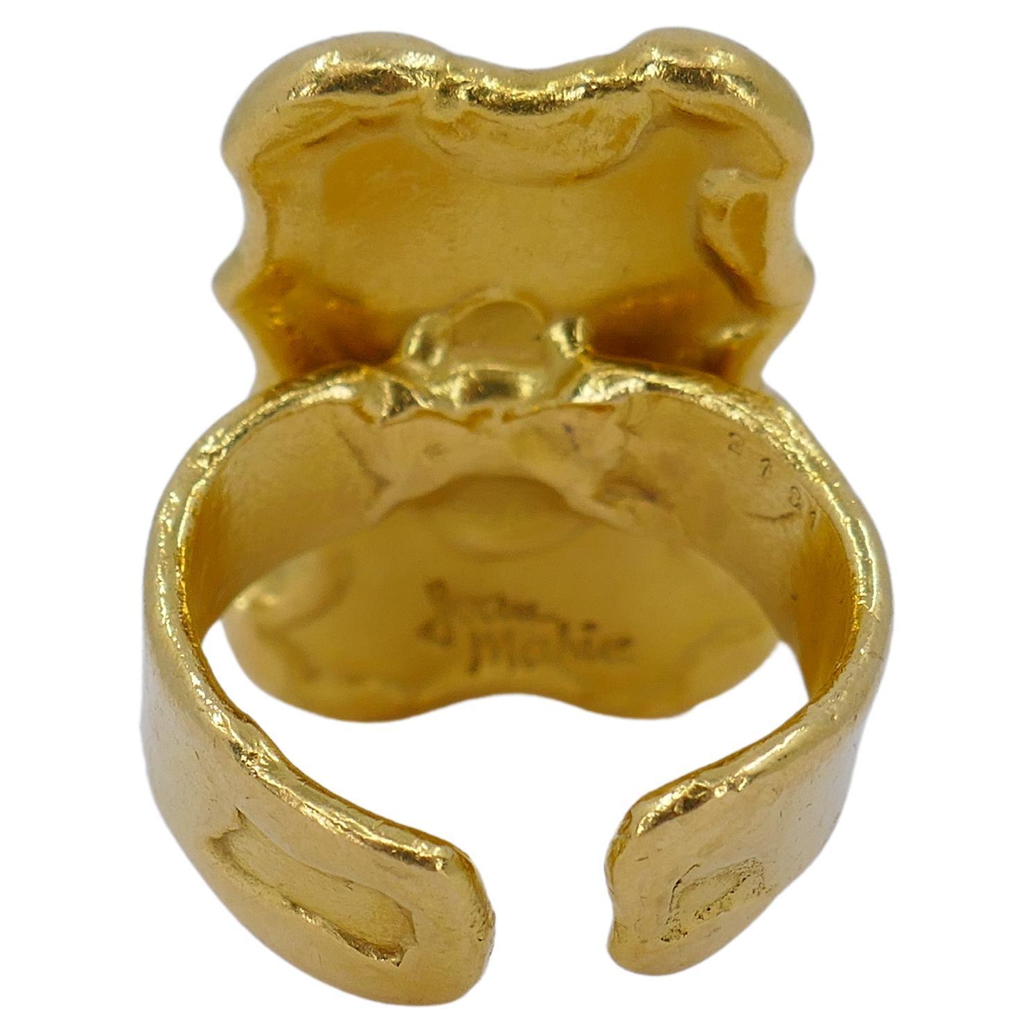 Women's or Men's Jean Mahie 22k Gold Sculptural Ring For Sale