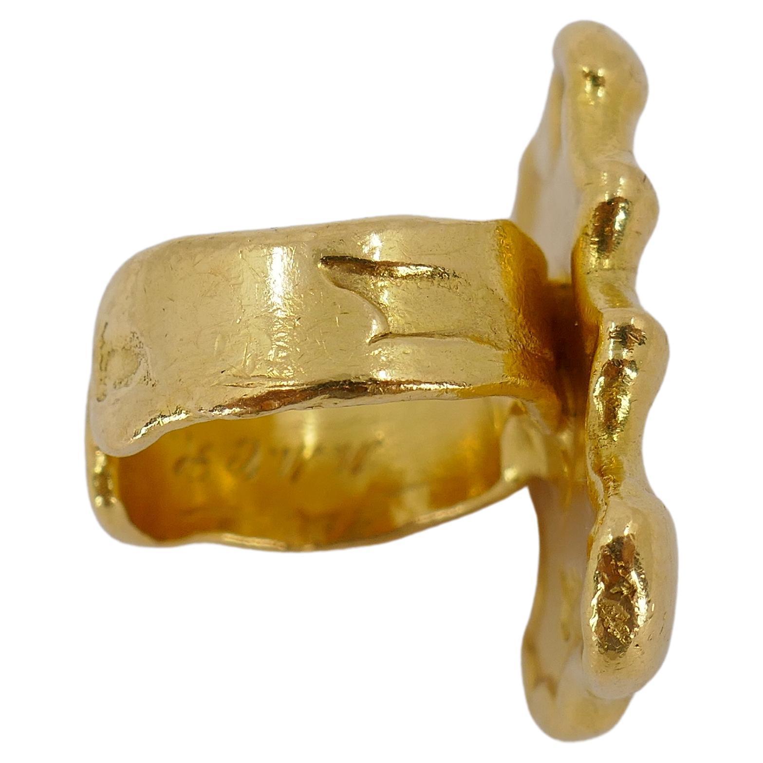 Jean Mahie 22k Gold Sculptural Ring For Sale 3
