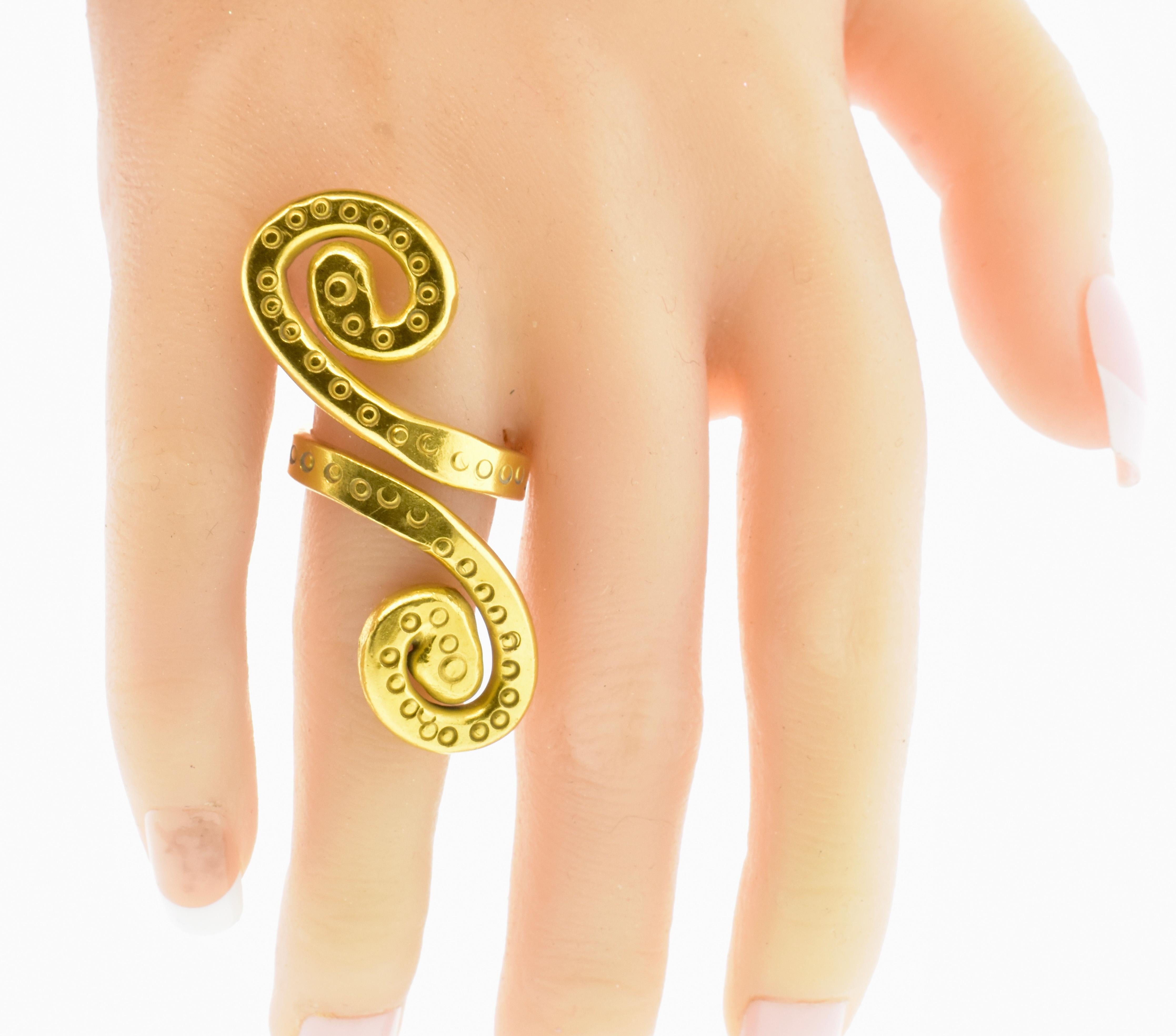 Modernist Jean Mahie 22K Large Snake Motif Ring, French, C. 1977