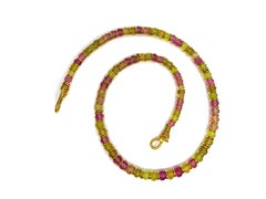 Jean Mahie 22K Yellow Gold Amethyst Peridot Beryl Pendant Necklace Bayadere