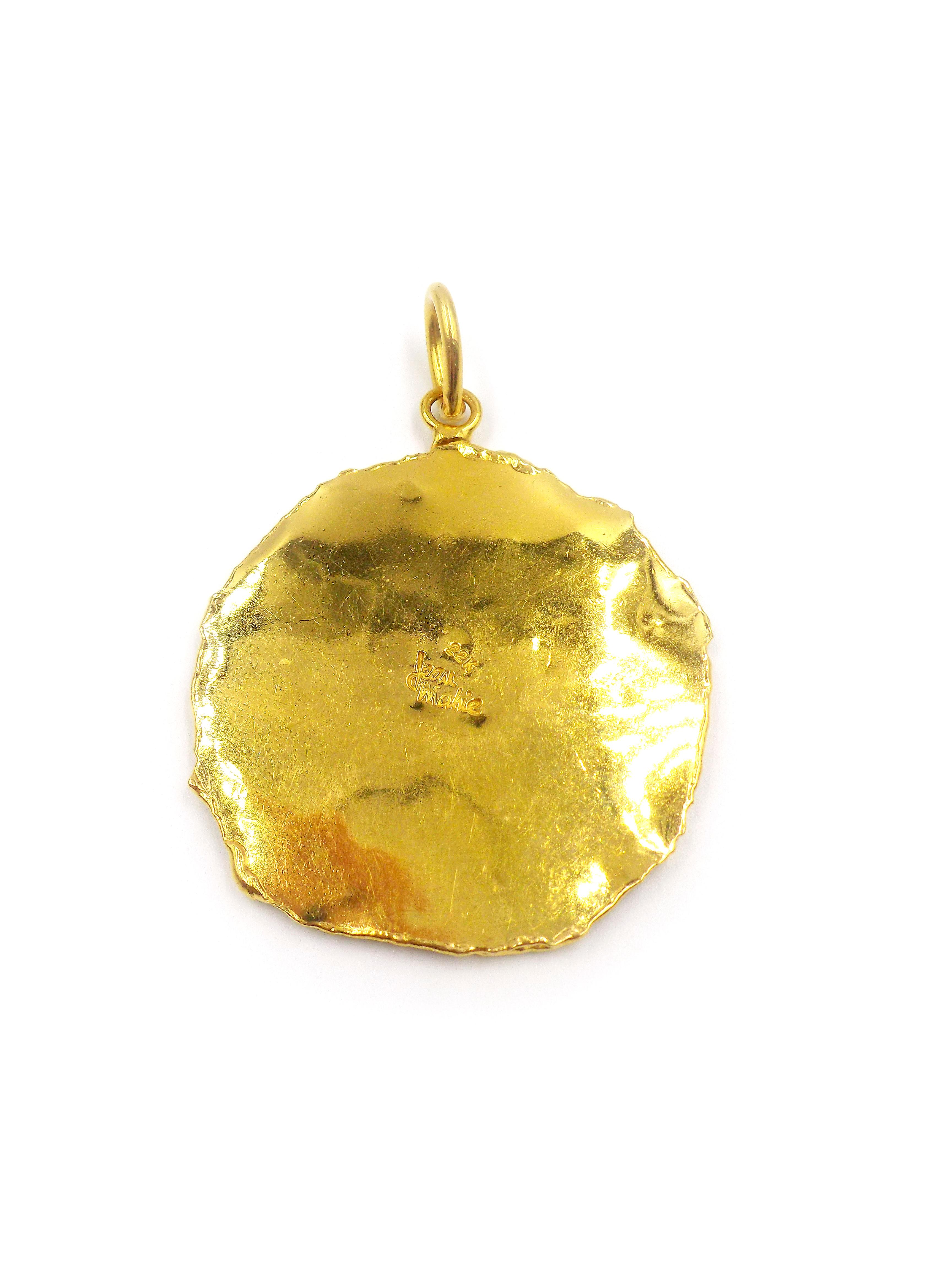 Jean Mahie 22K Yellow Gold Amethyst Peridot Beryl Pendant Necklace Bayadere For Sale 1