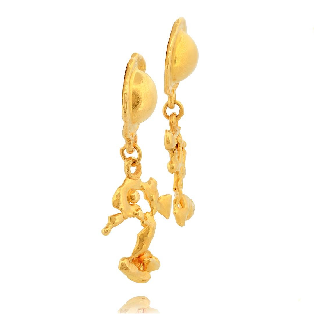 Jean Mahie 22k Yellow Gold Charming Creatures Drop Earrings 1