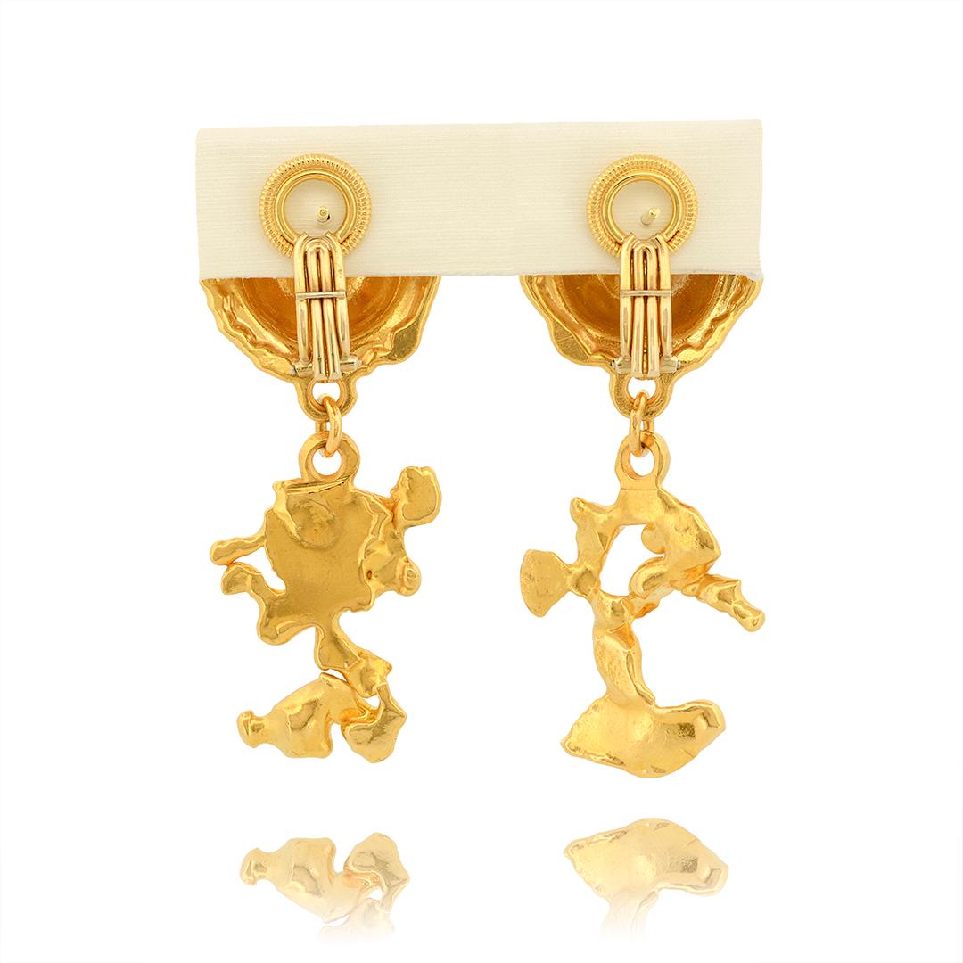 Jean Mahie 22k Yellow Gold Charming Creatures Drop Earrings 2