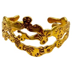Jean Mahie 22k Yellow Gold Charming Monsters Cuff Bracelet