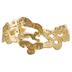 Jean Mahie 22k Yellow Gold Charming Monsters Cuff Bracelet