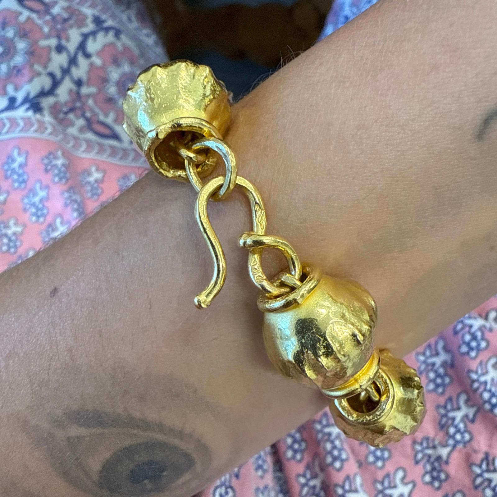 JEAN MAHIE 22K Yellow Gold Etruscan Bead Two Bracelet / Choker Necklace Vintage In Excellent Condition For Sale In Beverly Hills, CA