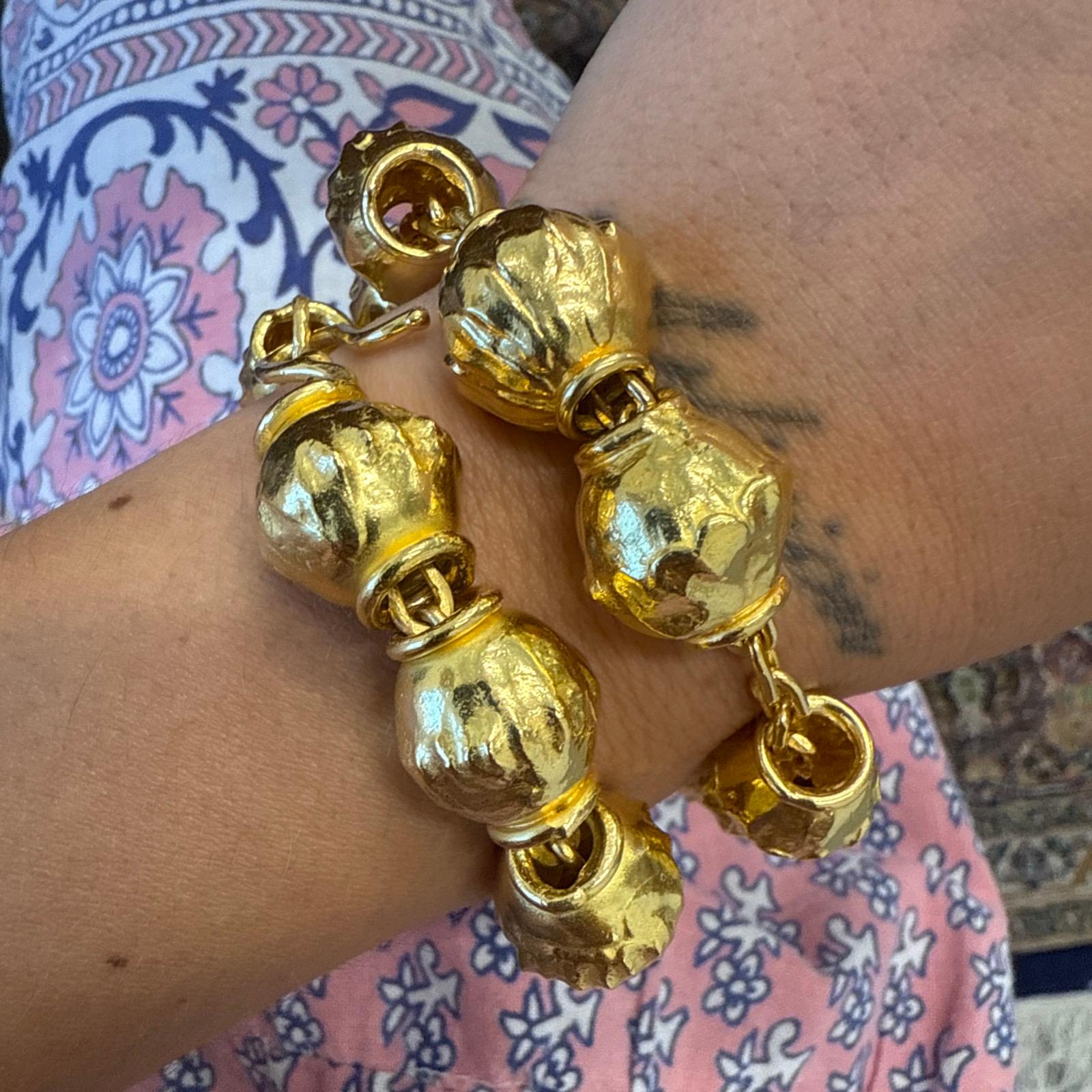 JEAN MAHIE 22K Yellow Gold Etruscan Bead Two Bracelet / Choker Necklace Vintage For Sale 1