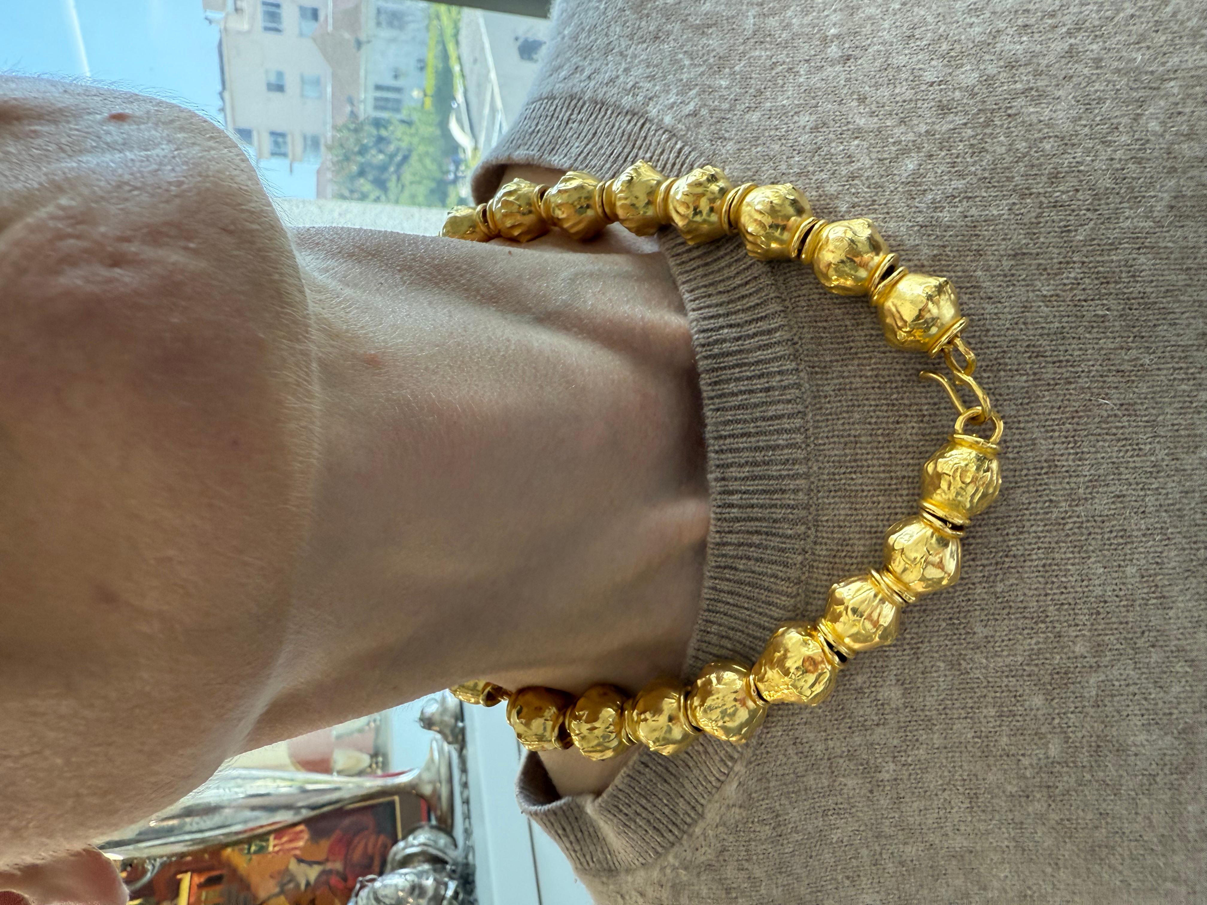 JEAN MAHIE 22K Yellow Gold Etruscan Bead Two Bracelet / Choker Necklace Vintage For Sale 4