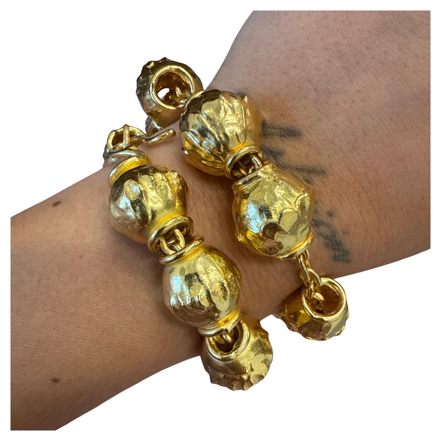 JEAN MAHIE 22K Yellow Gold Etruscan Bead Two Bracelet / Choker Necklace Vintage