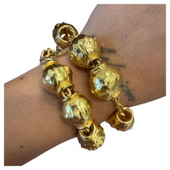 JEAN MAHIE 22K Yellow Gold Etruscan Bead Two Bracelet / Choker Necklace Vintage