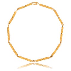 Jean Mahie 22k Yellow Gold Hammered Tube Necklace