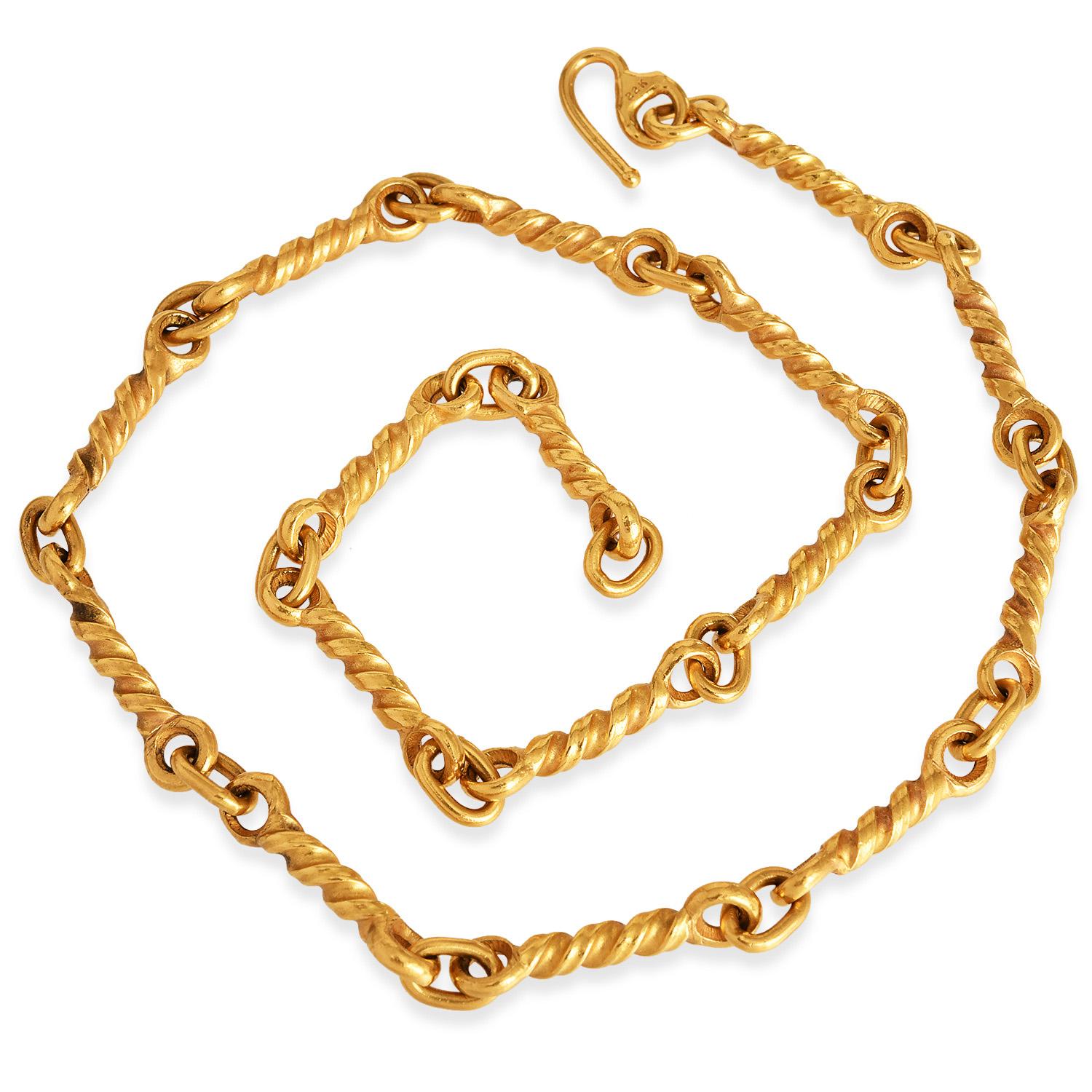 Collana A Link in oro giallo 22 carati con lavorazione a mano - 86,1 g in vendita 3