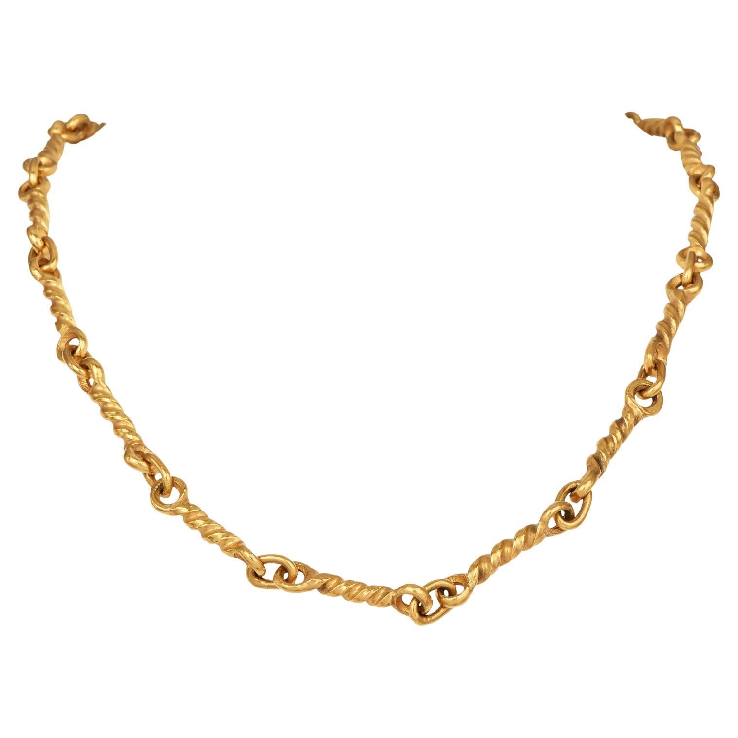 Jean Mahie 22K Yellow Gold Hand-Textured Link Necklace – 86.1g