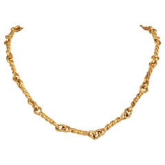 Jean Mahie 22K Yellow Gold Hand-Textured Link Necklace – 86.1g
