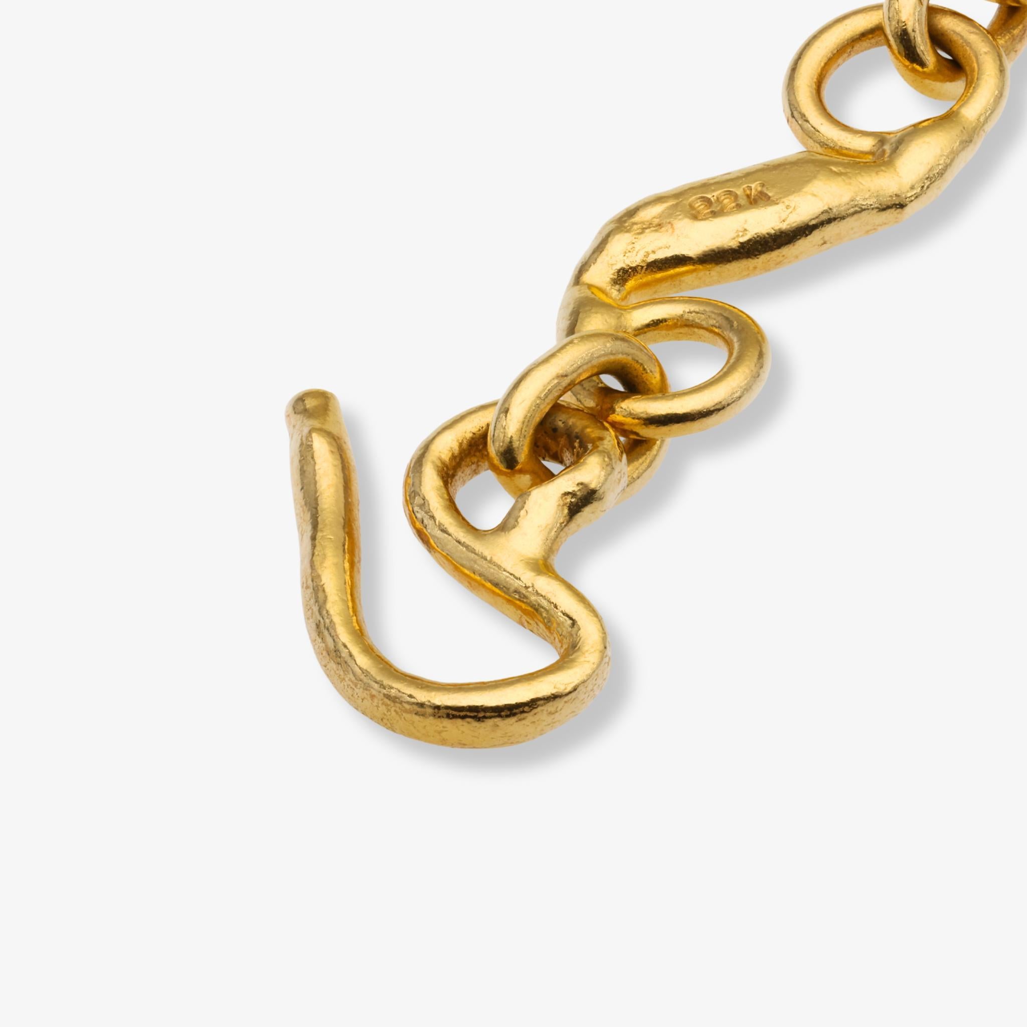 Rétro Jean Mahie Bracelet à maillons en or jaune 22k - Sculpture artisanale en vente