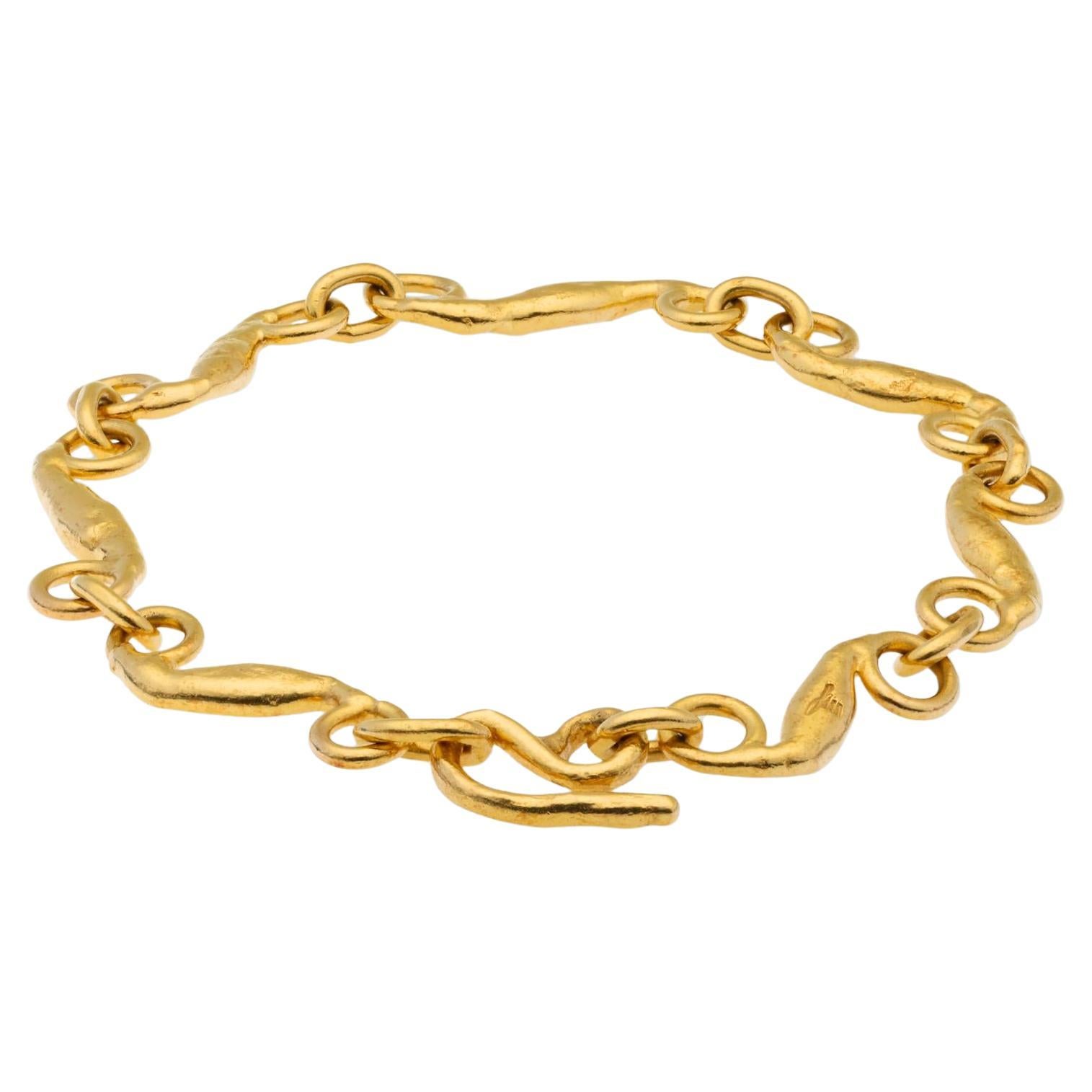 Jean Mahie 22k Gelbgold Link Armband - Handcrafted Sculptural Design