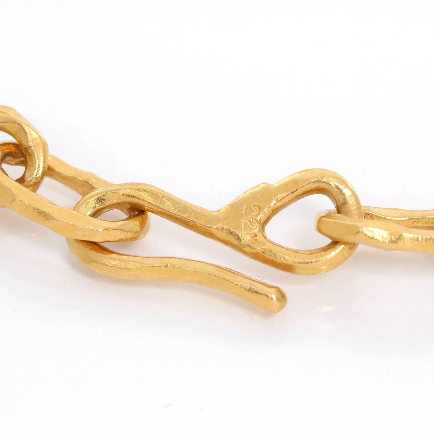 Jean Mahie 22K Yellow Gold Link Necklace - . 22K faceted yellow gold link necklace. Hallmarks; 