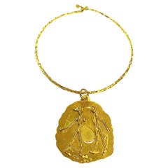 Jean Mahie Ciondolo in oro giallo 22K Collana a filo in oro giallo 18K