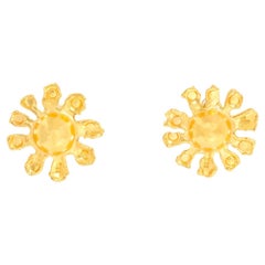 Jean Mahie Boucles d'oreilles en or jaune 22 carats avec tourbillon de soleil