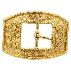 Vintage Jean Mahie Belt Buckle 22K Yellow Gold