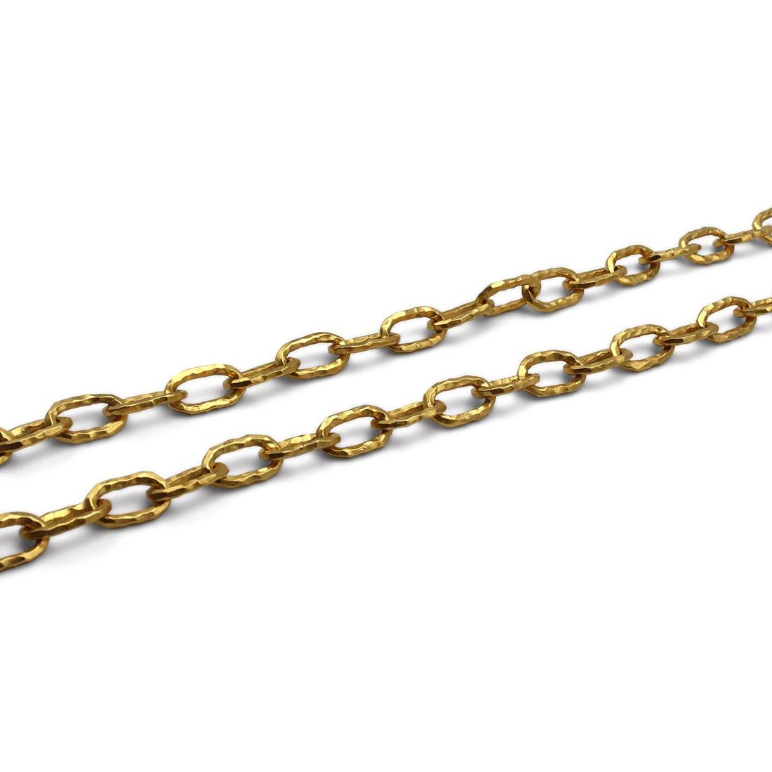Jean Mahie Cadene Hammered Gold Necklace In Excellent Condition In New York, NY