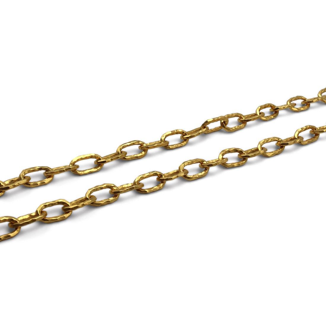 Jean Mahie Cadene Hammered Gold Necklace In Excellent Condition In New York, NY