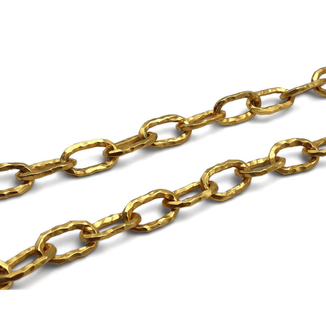 Women's or Men's Jean Mahie Cadene Hammered Gold Necklace