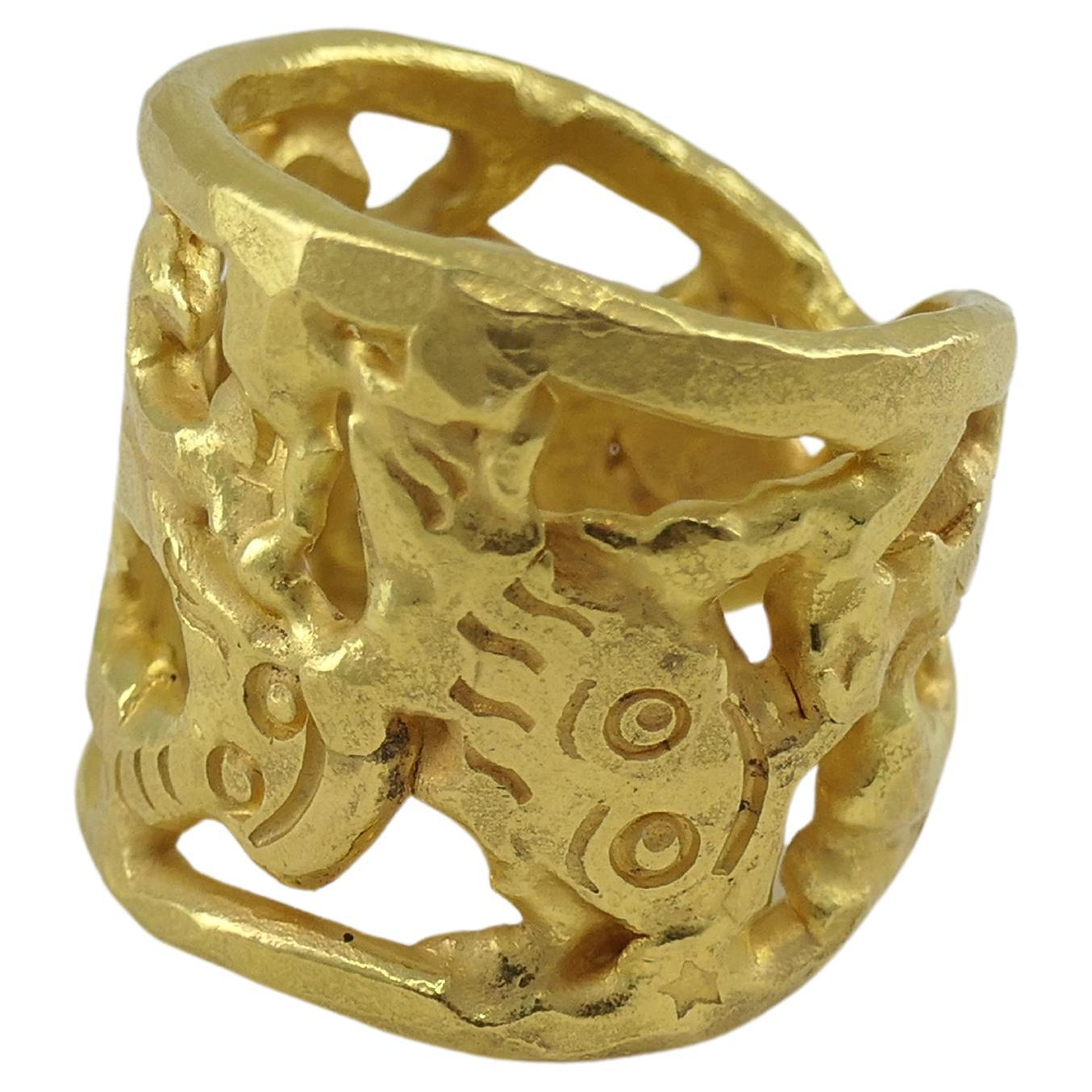 Women's or Men's Jean Mahie Charming Monsters 22k Gold Ring
