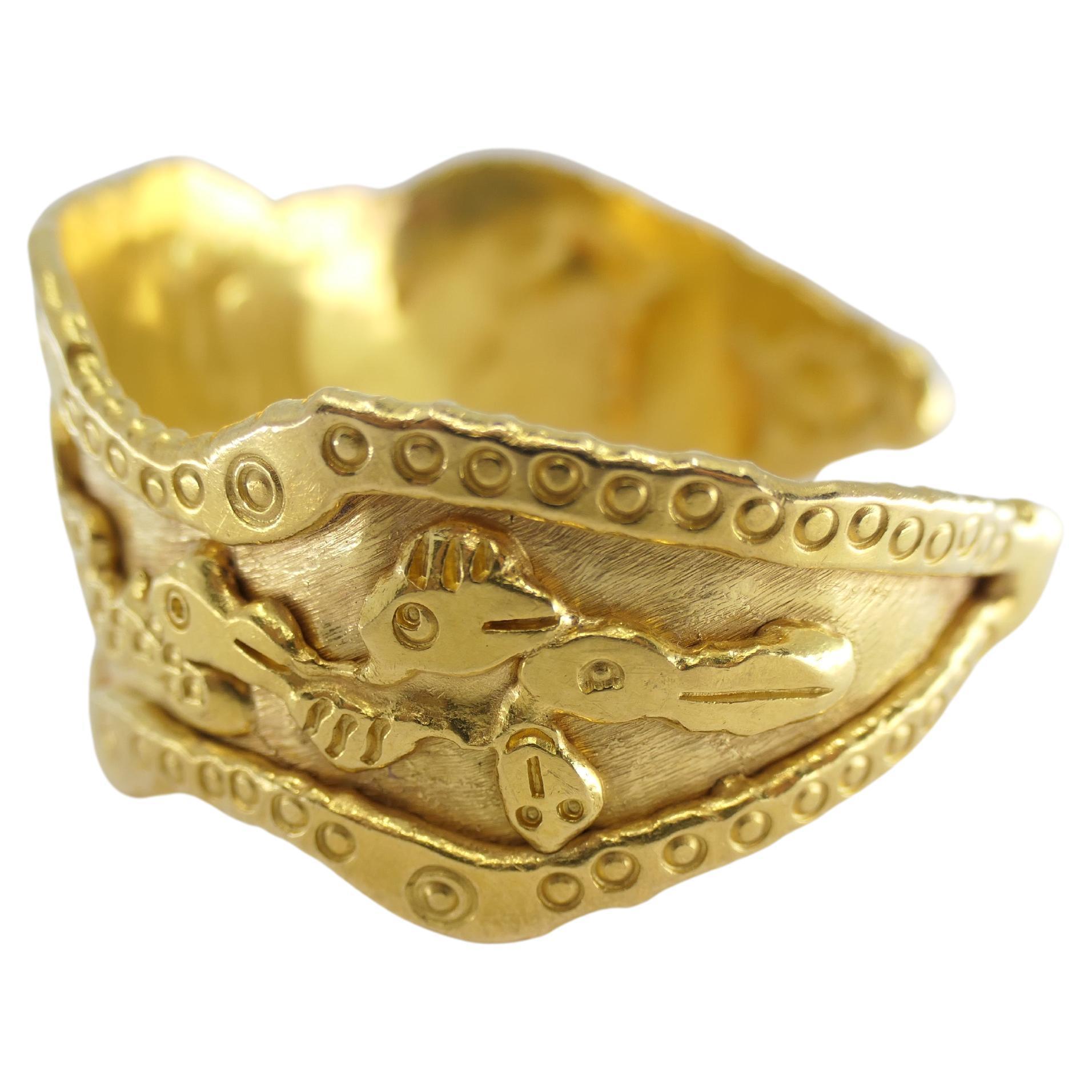 Jean Mahie Charming Monsters Cuff Bracelet 22k Gold 2