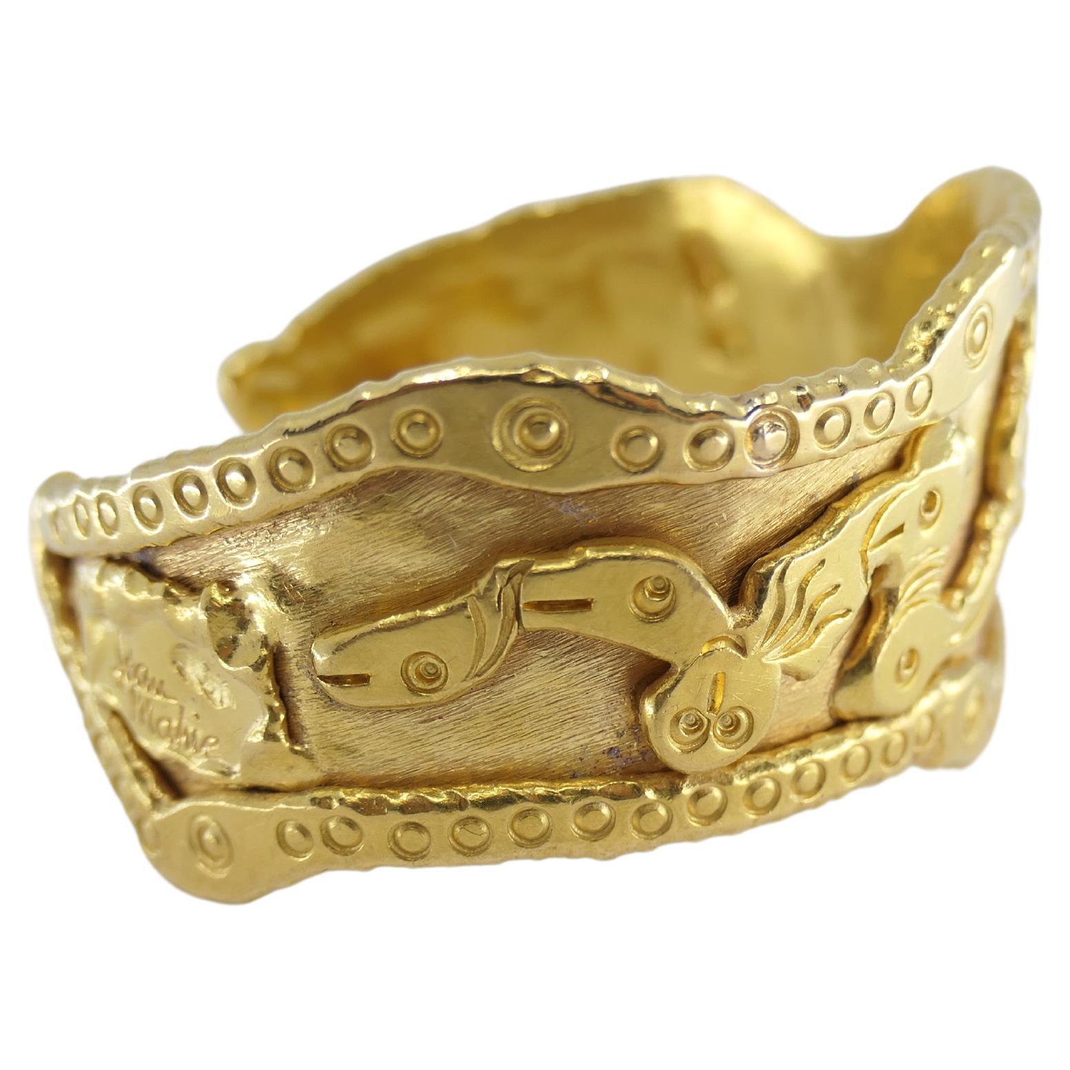 Jean Mahie Charming Monsters Cuff Bracelet 22k Gold 3