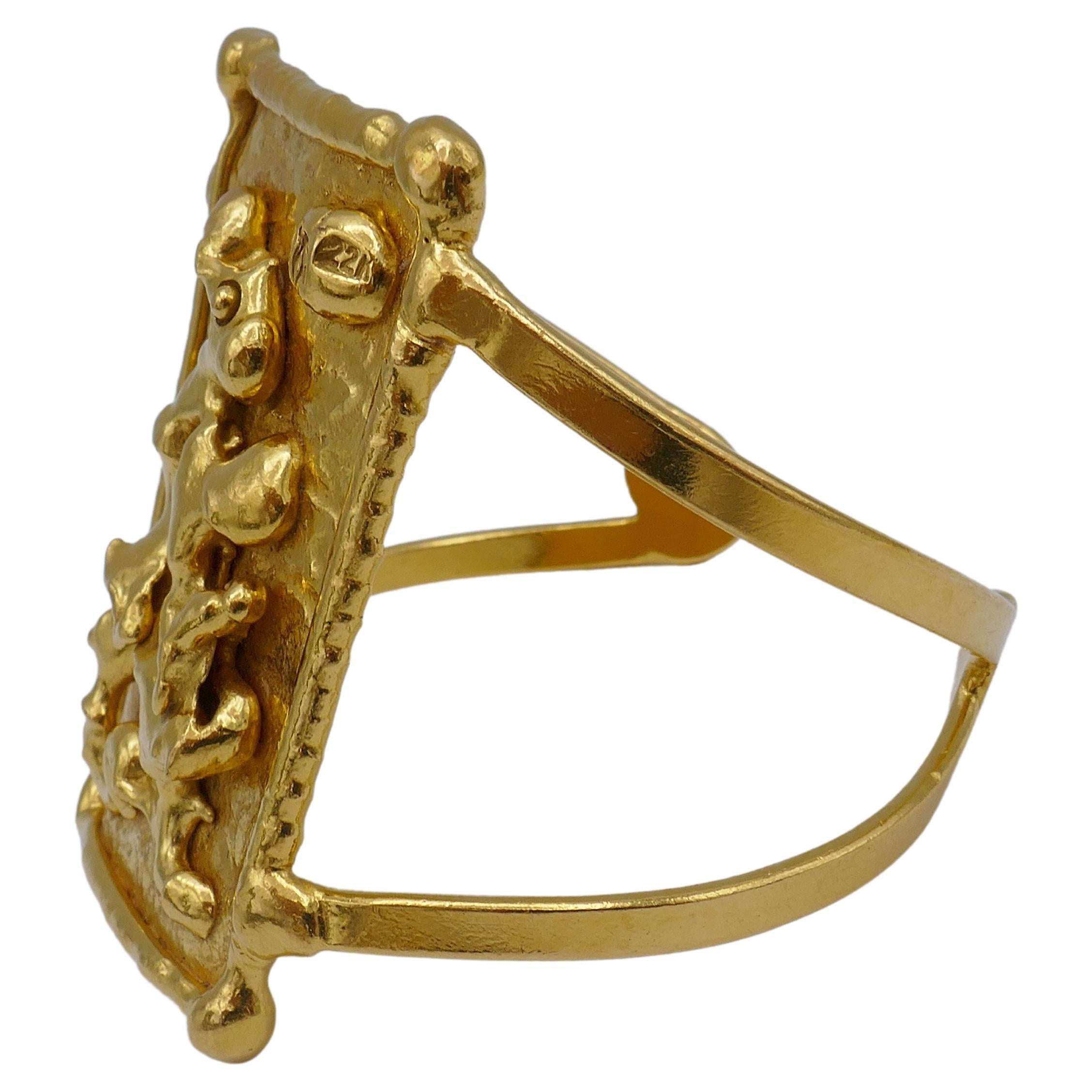 Jean Mahie Cuff Bracelet 22k Gold For Sale 3
