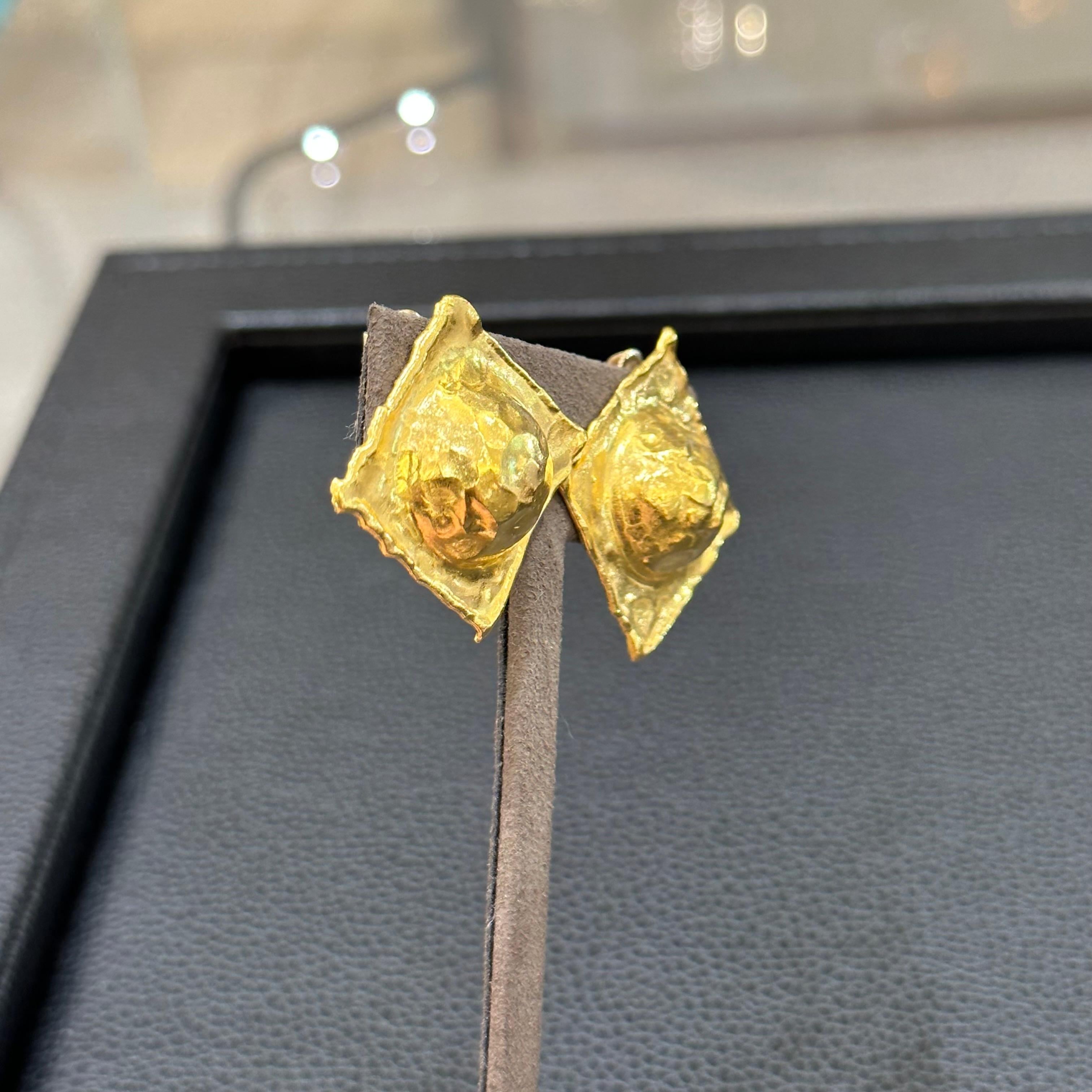 22K Yellow Gold, Jean Mahie Dome Earrings
