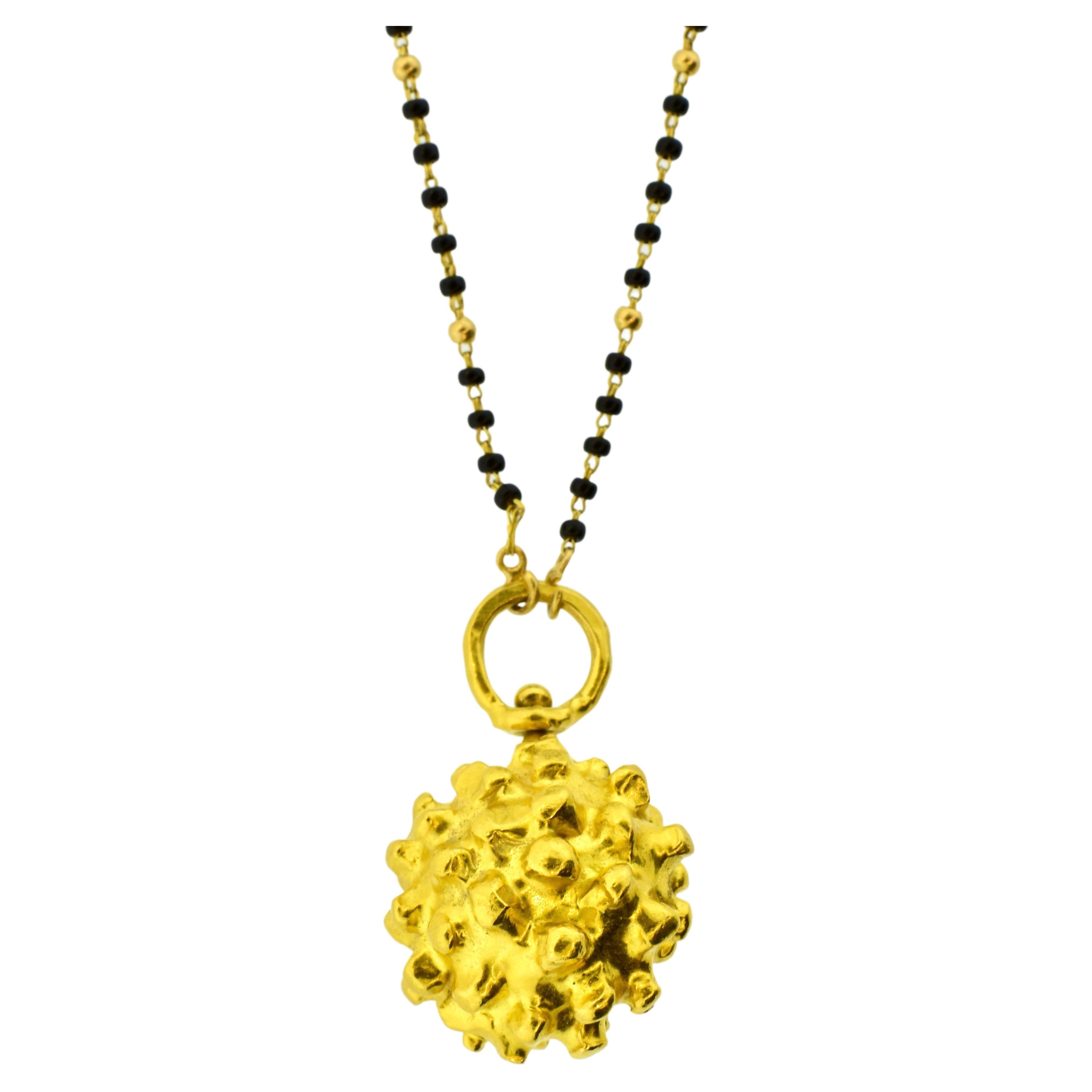 Jean Mahie Etruscan Ball Pendant in 22K Gold, French, c. 1990 For Sale