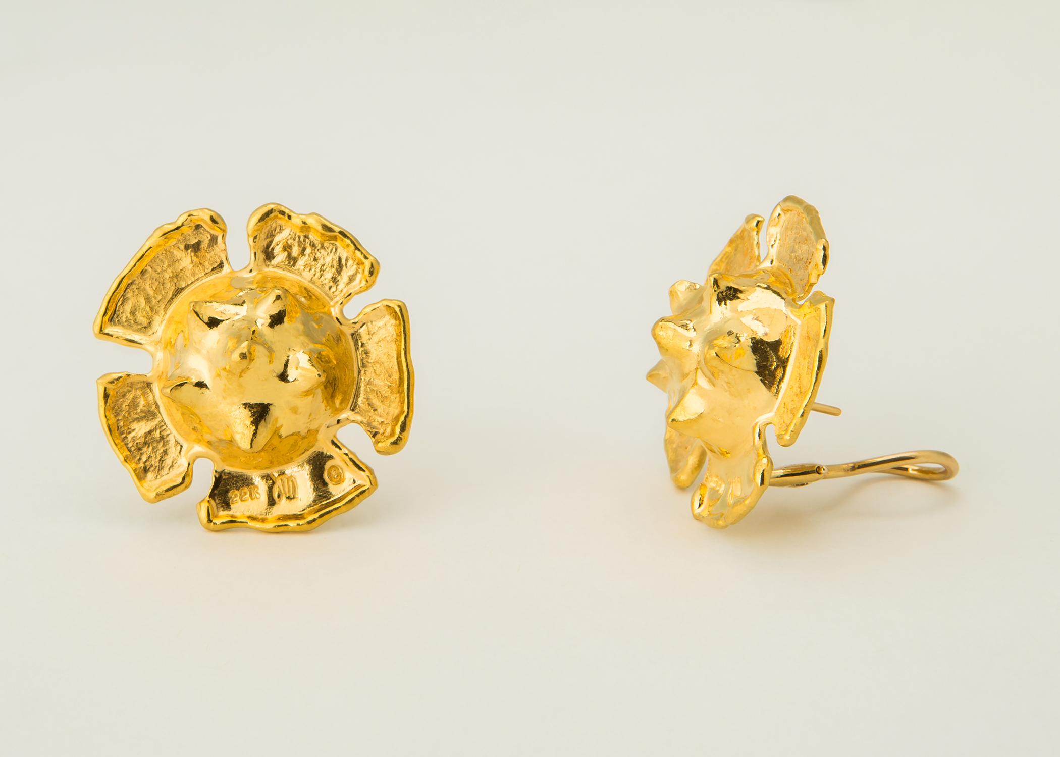 Contemporary Jean Mahie Exceptional 22 Karat Gold Earrings