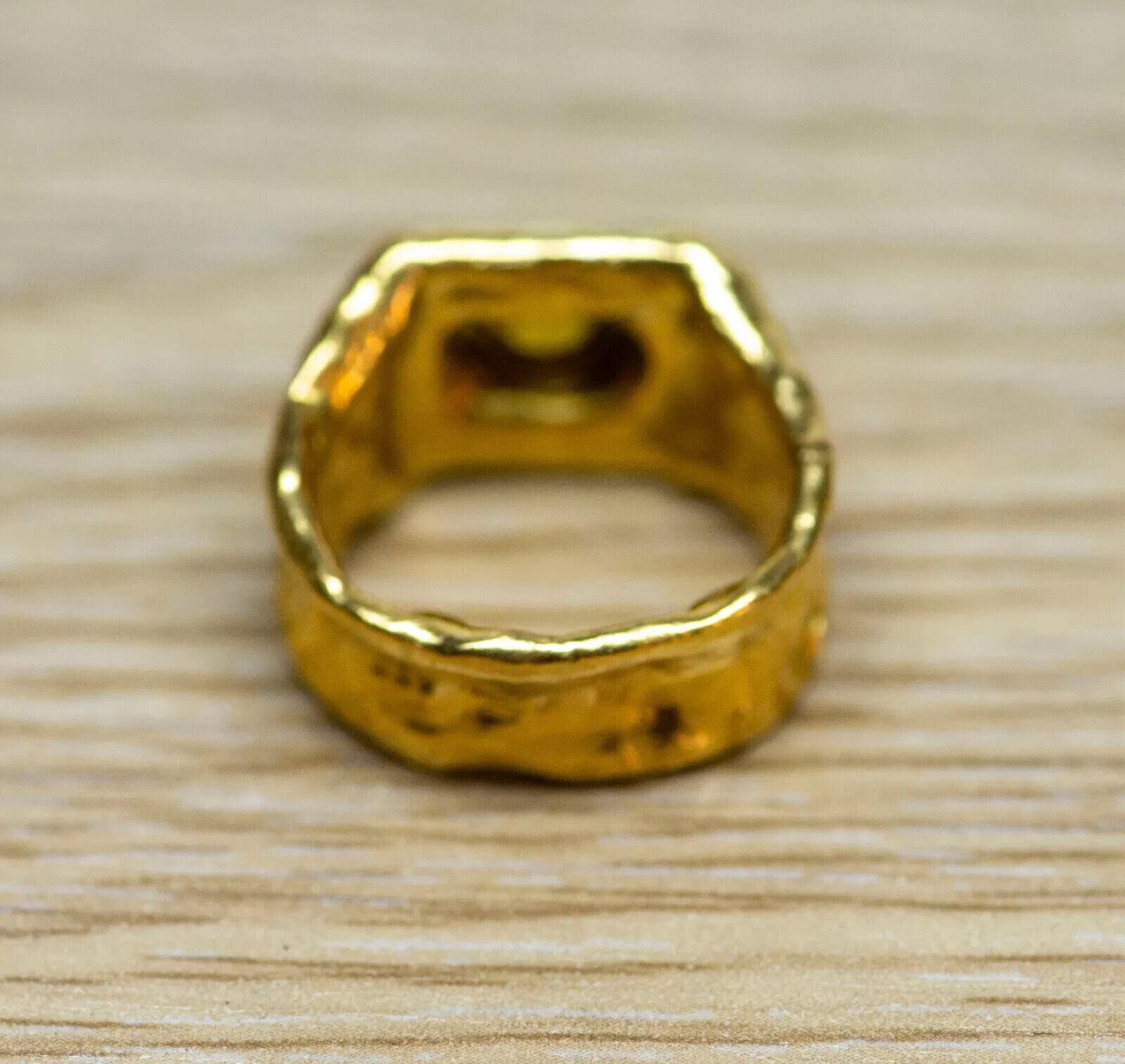 Women's or Men's JEAN MAHIE France 22k Yellow Gold & 1.30 Carat Cognac Diamond Cocktail Ring 1970