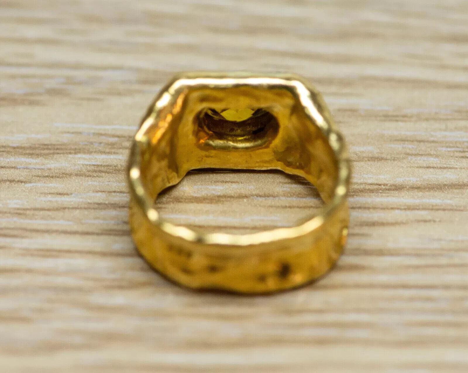 JEAN MAHIE France 22k Yellow Gold & 1.30 Carat Cognac Diamond Cocktail Ring 1970 1