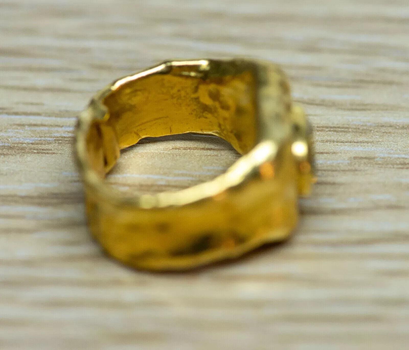 JEAN MAHIE France 22k Yellow Gold & 1.30 Carat Cognac Diamond Cocktail Ring 1970 2