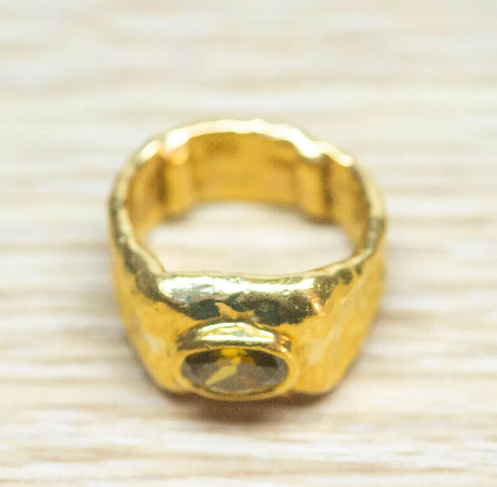 JEAN MAHIE France 22k Yellow Gold & 1.30 Carat Cognac Diamond Cocktail Ring 1970 3